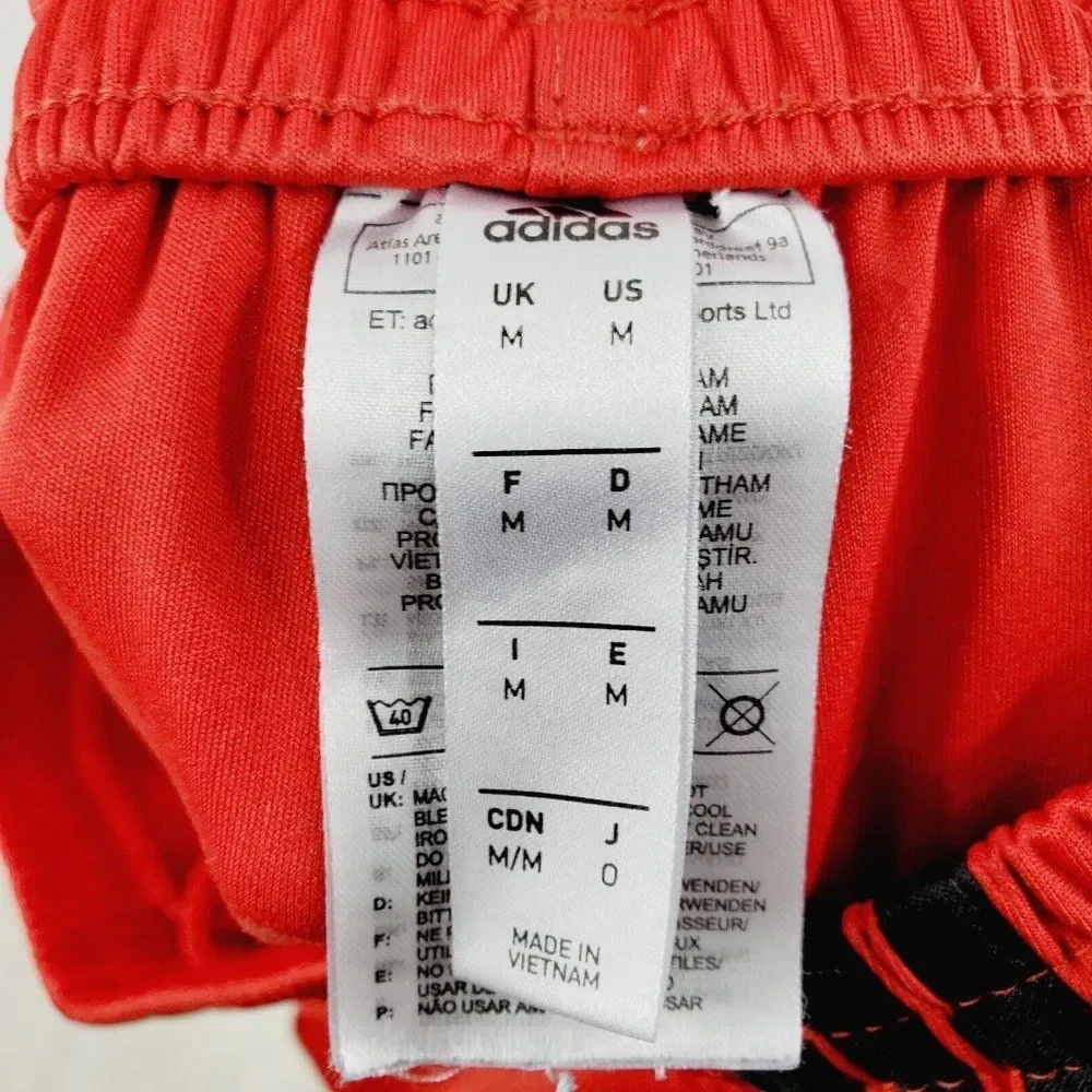 Adidas Men's Red‎ Elastic Waist Flat Front Drawstring Athletic Basic Shorts Sz M